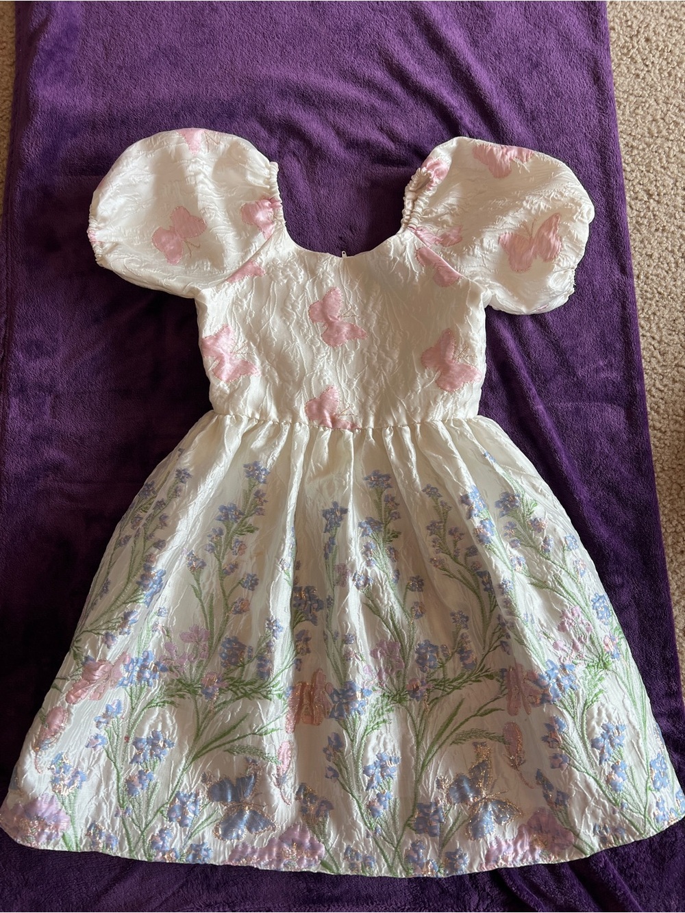 Rare Editions Formal Dress with Pink Butterflies and Pastel Floral Skirt